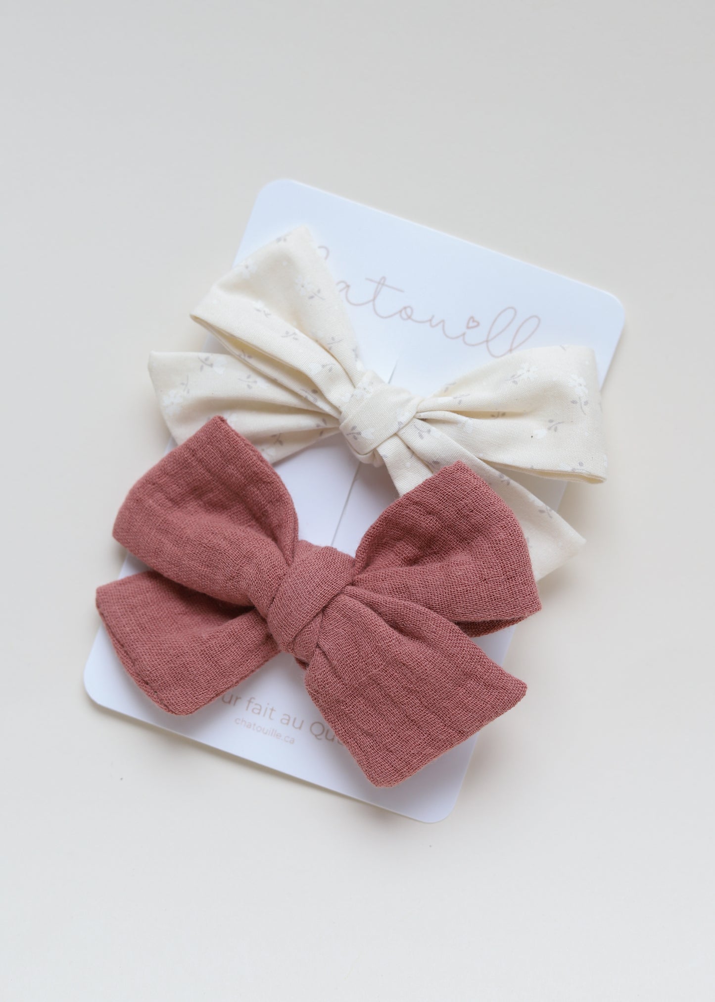 Duo boucles régulières - floral doux beige et mousseline blush