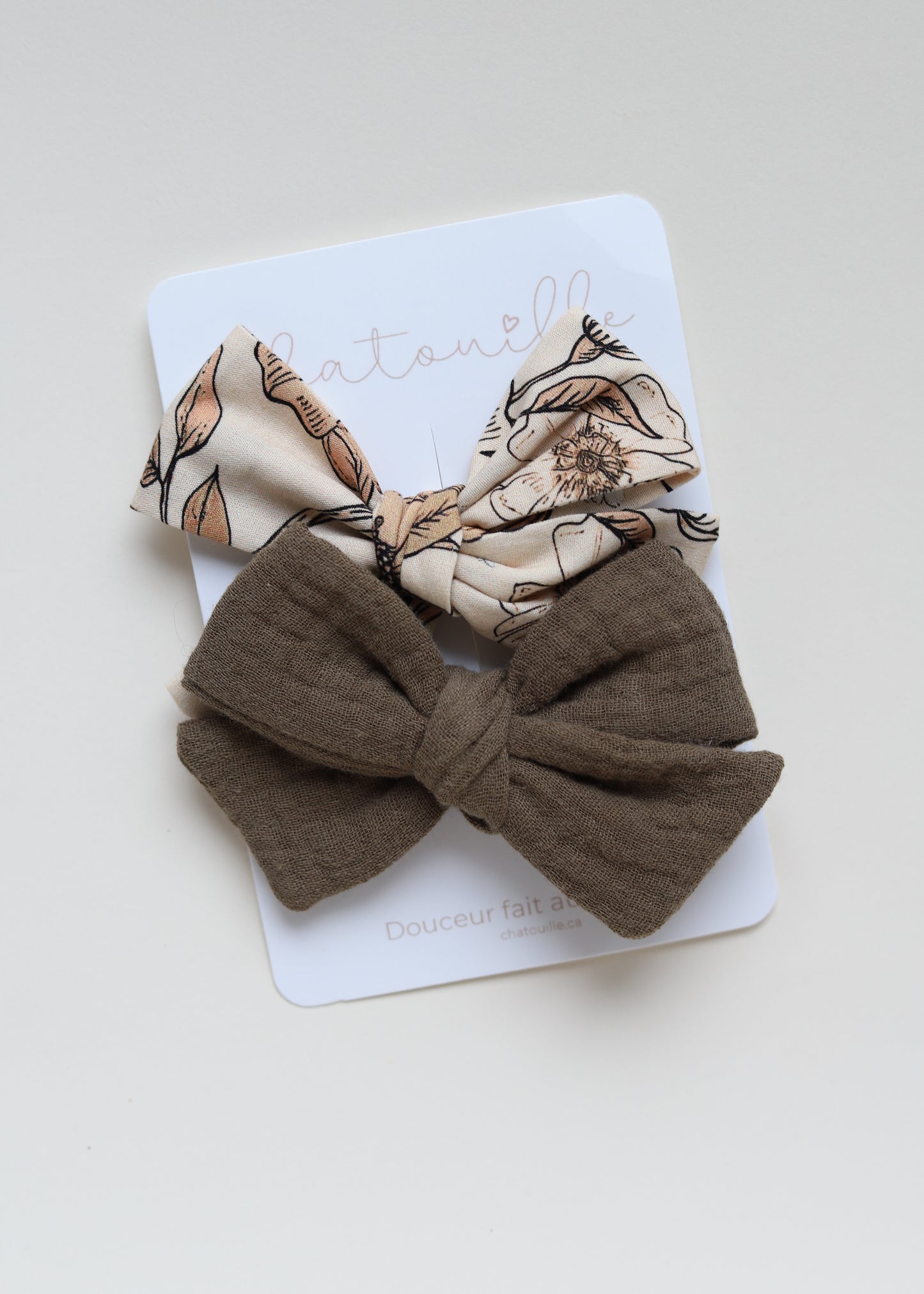 Duo boucles régulières - motif Terra et mousseline khaki