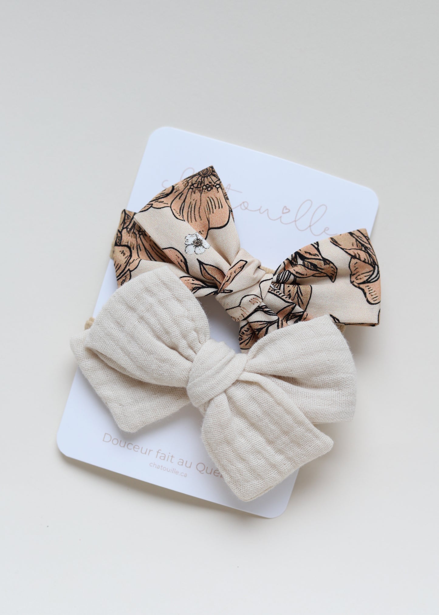 Duo boucles régulières - motif Terra et mousseline crème