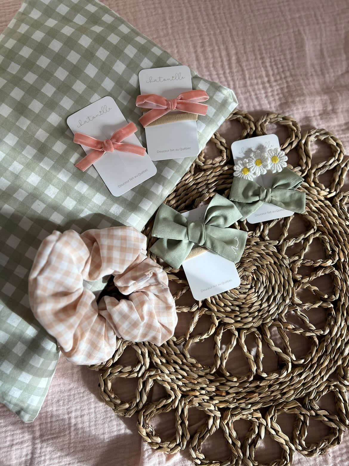 Chouchou - Chiffon carreauté beige