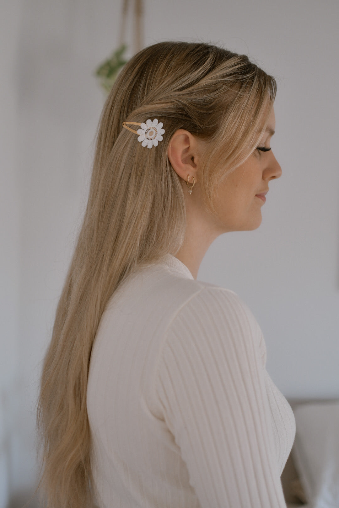 Snap clip - Fleur blanche