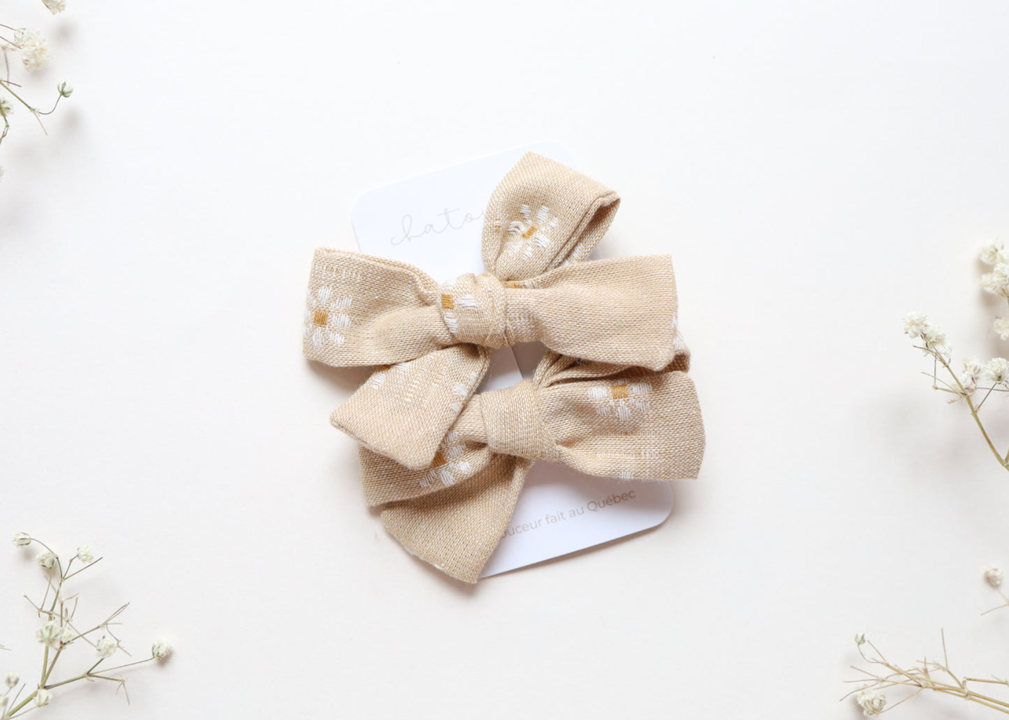 Boucle pigtails - Marguerite sable (effet lin)