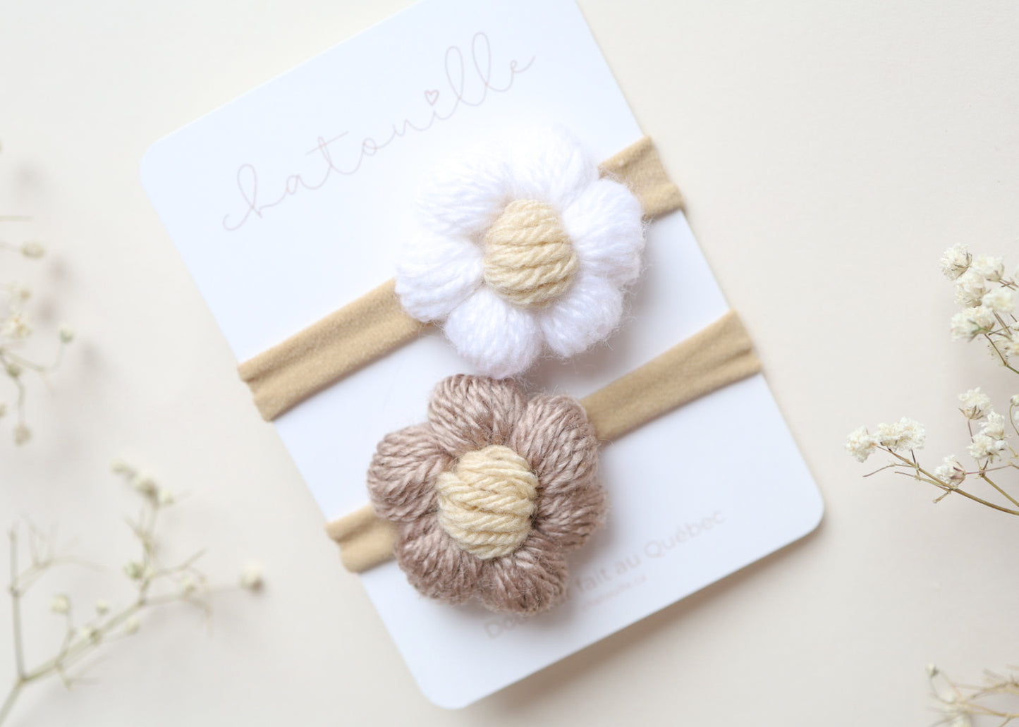 Bandeau bébé - Marguerite tricot