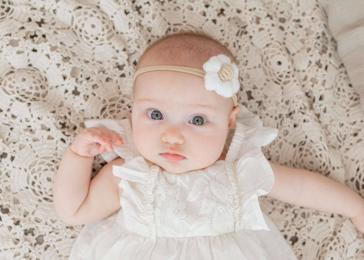 Bandeau bébé - Marguerite tricot