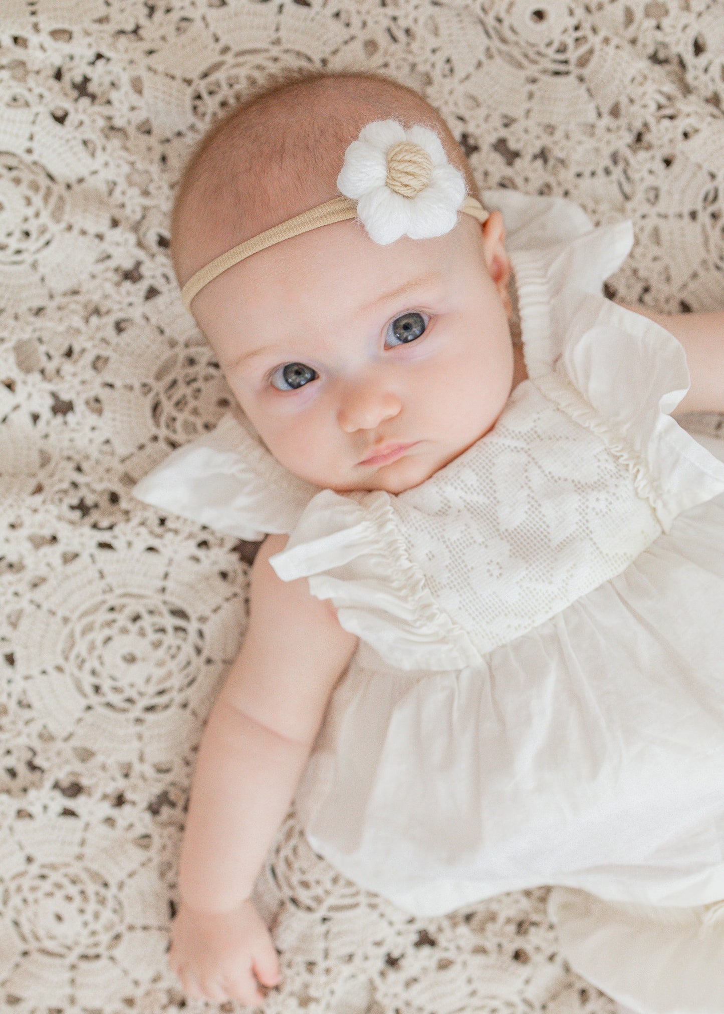 Bandeau bébé - Marguerite tricot