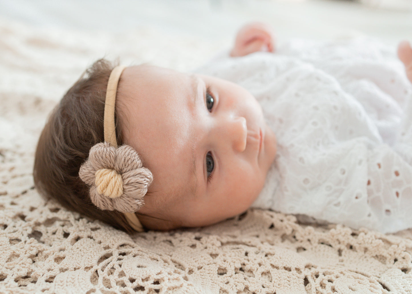 Bandeau bébé -  Marguerite tricot