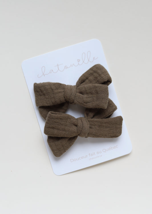 Boucle Pigtails - mousseline khaki