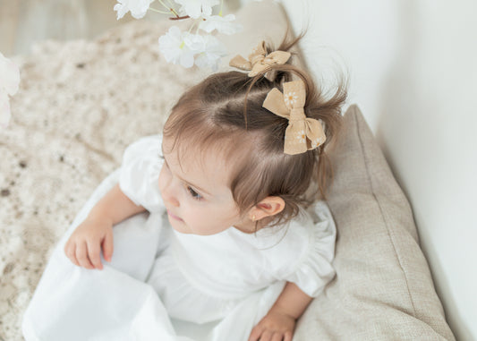 Boucle pigtails - Marguerite sable (effet lin)